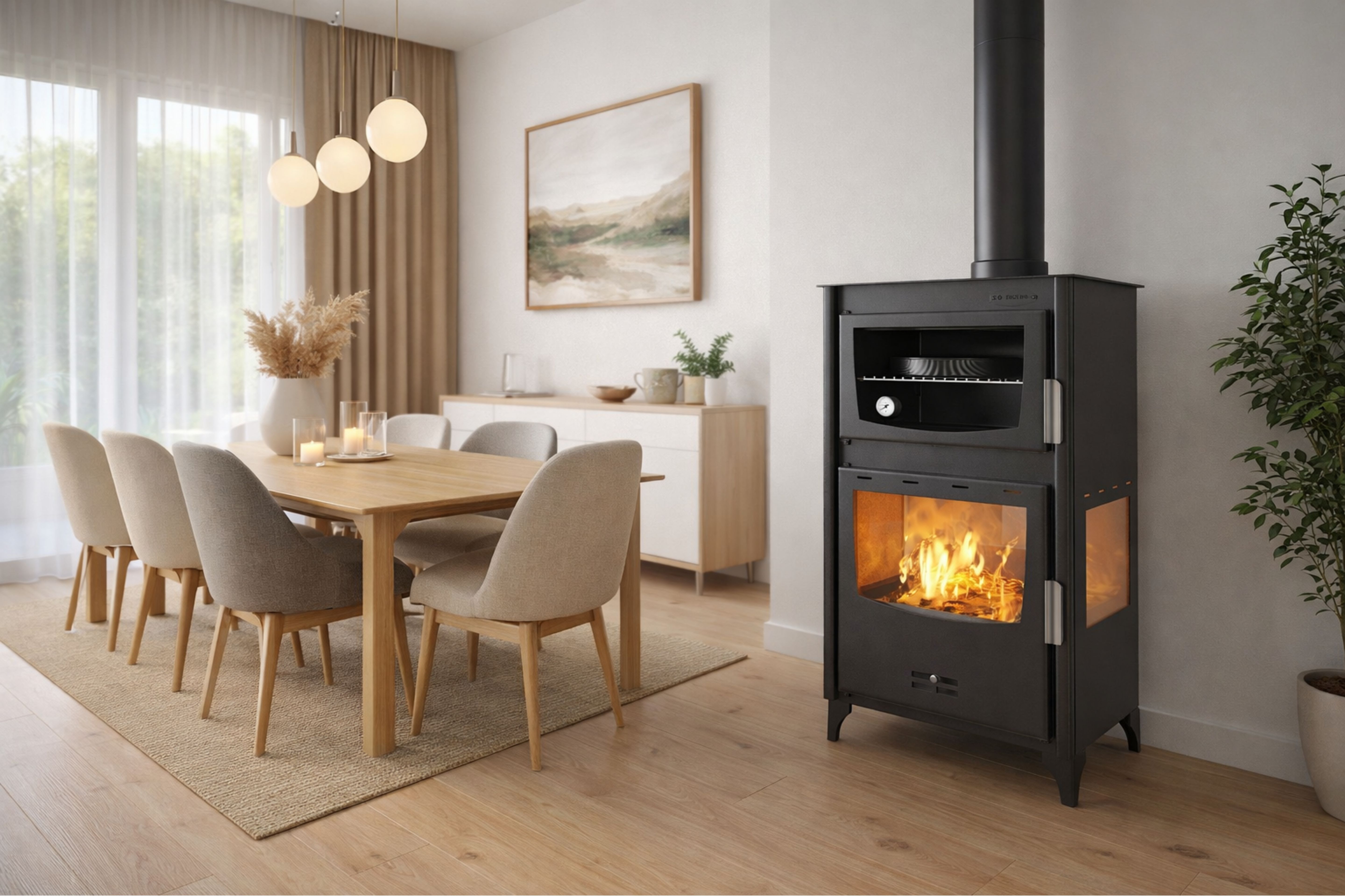 Τζάκι με ξύλα και φούρνο